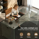 NessCarsti 53.14" Glass Office Desk, Modern Rectangular Computer Desk