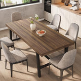 Dining Table for 6-8 People, 70.87 in Long Wooden Kitchen Table with Sturdy Metal Frame & Rustic Brown Finish (Brown, 70.87 in Long)