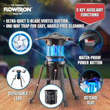 Flowtron Indoor Outdoor Bug Trap Zapper | Electric Insect Killer with UV Light & Fan | 800 Volt Stun Grid & 530 Sq Ft Coverage | Silent Mosquito, Fly, Gnat, Insect Trap for Patio, Yard, Home, Garage