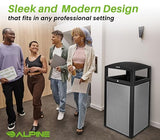 Commercial Trash Can with Locking Lid – Heavy-Duty Weather-Resistant Metal Garbage Bin with Removable Liner for Parks