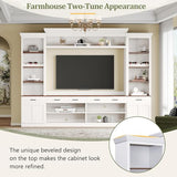 MLZTINGR 3-Piece Retro TV Stand for TVs Up to 70", Two-Tone Wood Grain Entertainment Center with Bookshelves