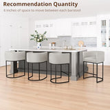 LUE BONA Counter Height Bar Stools Set of 6, Modern Barrel Counter Stools with Backrest and Arms