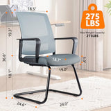 CLATINA Office Guest Chair with Lumbar Support and Mid Back Mesh Space Air Grid Series for Reception Conference Room Gray
