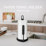 simplehuman Tension Arm Standing Paper Towel Holder, Heavy-Duty, Easy One-Handed Tear, Kitchen Countertop, Black Stainless Steel