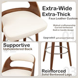 WUPOTO Mid Century Bar Stools with Walnut Bentwood Frame, 29.5" Bar Height