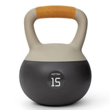 YOTTOY Soft Kettlebell with Leather Handle – Anti-Slip Sweat-Absorbing Grip, Home Gym Kettlebell Weights for Strength Training (White, 15 LB)