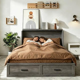 Queen Murphy Bed with Charging Station Large Storage Drawer