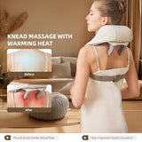 PERLEVI Neck Massager with Heat, Cordless Neck and Shoulder Massage, Rechargeable Shiatsu 6D Kneading Massager for Pain Relief Deep Tissue, Gift for Mom&Dad (Light Beige)
