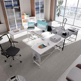 Pamray 71 Inch Large Computer Desk with Power Outlets,U Shaped Corner Desk for Home Office