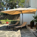 PURPLE LEAF 9' X 12' Right-left Tilt Patio Umbrella with Base Outdoor Cantilever Swivel Rectangle Umbrella, Beige