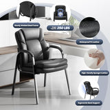 Guest Chairs for Office with Thick Cushions, PU Leather Reception Chairs with Welded Steel Frame
