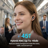 Hybrid Active Noise Cancelling Wireless Earbuds with 6 Mics AI Clear Call Ear Buds 68H Playtime with LED Display