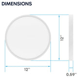 LUXRITE 12 Inch LED Flush Mount Ceiling Light, LED Surface Mount, 5CCT 2700K-5000K, 1650 Lumens, CRI90, 110° Beam Angle, 22 Watt, Dimmable, Wet Rated & UL Listed, Round Slim Trim (6 Pack)