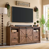 Farmhouse 66"TV Stand for 75+ Inch TV, With 4 Drawers & Sliding Barn Door