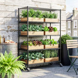 IZEUK Heavy Duty Black Industrial Metal 24x72 Shelf Rack for Storage