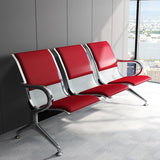 3-Seat PU Leather Waiting Room Bench – Red Reception Chair for Office, Hospital, Bank