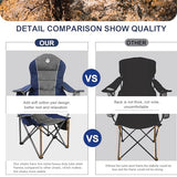 Northroad Oversized Portable Camping Chair, Full Padded Outdoor Folding Chair Support 350 LBS, Heavy Duty Lawn Chair with Cup Holder, Cooler Bag, Lumbar Support, Head Pocket for Adult-Blue