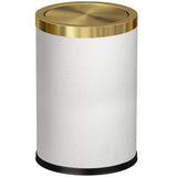 LEASYLIFE 9L/2.3GALModern White Trash Can with Flip Lid,Fancy Gold Waste Paper Baskets for Bathrooms,Gold Trash Can for Bathroom,Bedroom, Powder Room,Office,Laundry Room (9L-White)