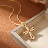 GZQ Chunky Gold Cross Necklaces for Women Big Cross Pendant Necklace Statement Long Chain Prayer Religious Jewelry (B)