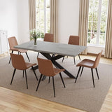 ZckyCine Dining Table Set for 6, Modern 78'' Wood Dining Table