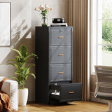 4-Drawer File Cabinet with Lock, Locked File Cabinet with Key, Tall Wooden Filing Cabinets for Home Office