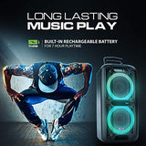 Party Speaker Dolphin Bluetooth SP-2100RBT-G - 10” Dual Woofers, Strong X-Bass, Sound-Activated LED, TWS, Extended Battery Life - Huge Bluetooth Party Speaker for Indoor & Outdoor Use - Black