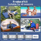 Elegear CumbreX™ Self Inflating Sleeping Pad, Built-in Electric Pump 3.15" Ultra-Thick Memory Foam Camping Mattress Pad with Pillow Double Sleeping Pad for Camping R-value 9.5 Foam Camp Pad for Travel