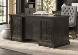 Traditional Wood Double Pedestal Executive Desk, Writing Table, Office Desk, Fully Assembled, Dark Brown