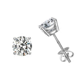 FANCIME Mothers Day Gifts 14k Solid White Gold Moissanite Stud Earrings Round 4 Prong Total 2 Carat Moissanite Earrings 6.5mm D-E Color VVS Clarity Fine Jewelry Gifts for Women