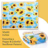 Sunflower Throw Blanket - 50x60 Inch Lightweight, Ultra Soft, and Cheerful - Beautiful Sunflower Gifts for Women - Decor for Bedroom or Living Room