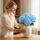 NINTYNINE Hydrangea Artificial Flowers, 4Pcs Real Touch Faux Hydrangea with Long Stem and Leaves, Lifelike Fake Flowers for Outdoor Planters Garden Porch Yard Home Decor, Wedding Bouquets, Light Blue
