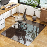 GLSLAND 46" × 55" [Tempered Glass] Chair Mat – Durable Office Chair Mat on Carpet with 0.2" Thickness, 4 Non‑Slip Pads, Blue & Grey