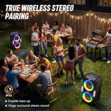 W-KING 270W Peak Party Large Loudest Bluetooth Speaker Bigest Boom Box, Portable Speakers Wireless/12 Custom Deepest Bass/Massive 125dB 6.5''x2 Subwoofer/IPX5/MIC&GTR in/USB/TF/AUX, Removable Battery