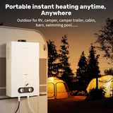 Tankless Water Heater Propane, 2.64 GPM 10L Portable Propane Camping Water Heater with Overheating Protection, for RV Camping, Pet Bathing, Barn & Cabin(White)