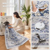 12x15 Area Rugs for Living Room,Large Washable Rug,Blue