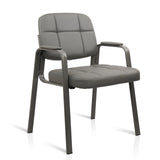 CLATINA Waiting Room Guest Chair with Bonded Leather Padded Arm Rest for Office Reception and Conference Desk (Grey 1 Pack)