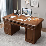 Solid Wood Computer Desk with 3 Drawers, Home Office Desk PC Laptop Study Table