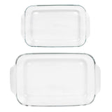 Pyrex Basics Clear Glass Oblong Baking Dish Set, 2-Piece Value Pack (3-Quart & 2-Quart) - Oven, Microwave and Dishwasher Safe, Perfect for Casseroles, Deserts, Food Preparations and so much More - Made in USA