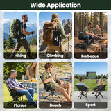 Feelnais Folding Camping Chairs Lightweight & Portable, No Assembly, 360° Swivel Camping Chair for Adults, Compact Outdoor Chairs for Beach, Lawn, Travel, Backpacking, Hiking, Fishing, Black