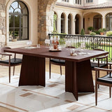 63" Long Dining Table for 6-8 People - Farmhouse Kitchen Table with Extra Thick Tabletop & Heavy-Duty Metal Legs, Walnut