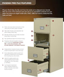 PHOENIX SAFE Vertical Fireproof File Cabinet 25" Letter 2-Drawer