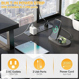 Aheaplus Small L Shaped Gaming Desk with LED Lights & Power Outlets, Reversible L-Shaped Computer Desk with Monitor Stand & Storage Shelf
