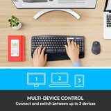Logitech MK850 Performance Wireless Keyboard and Mouse Combo for Windows, macOS & ChromeOS, Bluetooth & 2.4 GHz USB Receiver, Full-Size Ergonomic Keyboard, Multi-Device, Cushioned Palm Rest – Graphite