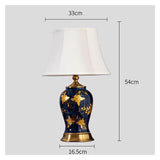 Desk Lamp Gilt Hand-Painted Ceramics Table Lamp Bedroom Bedside Lamp Office Desktop Decoration Desk Lamp Navy Blue Glazed Ceramic Table Lamp