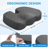 TushGuard Seat Cushion - Memory Foam Cushion for Office Chair, Car Seat, Airplane, Bleacher - Sciatica & Hip & Coccyx Pain Relief Desk Chair