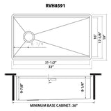 Ruvati 33-inch Workstation Kitchen Sink - Slope Bottom Offset Drain 16 Gauge Stainless Steel Kitchen Sink with Brushed Finish, Easy-to-Clean Undermount Sinks- RVH8591
