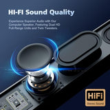 Computer Speakers for Desktop PC, 20W HiFi Stereo PC Soundbar with Bluetooth 5.3 & 3.5mm AUX