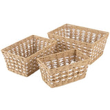 OIAHOMY Wicker Storage Baskets, Paper Rope Shelf Bins, Decortive Baskets for Organizing, Set of 3-Yellow & White