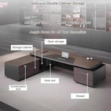 Modern L Shaped Executive Desk with Drawers & Dual Storage Cabinets
