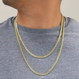 Nuragold 14K Real Yellow Gold Solid Miami Cuban Link Chain Italian Necklace - 24",5mm